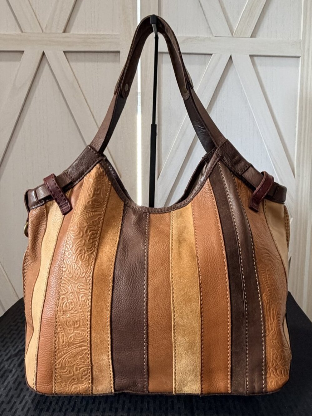 Lucky Brand Vintage Inspired Patchwork Leather Hobo Shoulder Bag